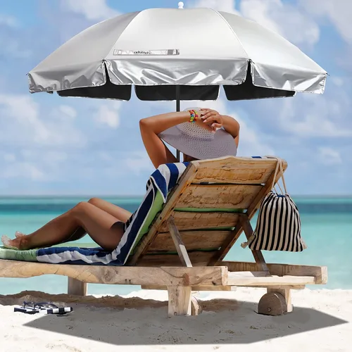 Vista 8 de Prospo Sombrilla para silla de playa con abrazadera ajustable universal, protección UV, sombrilla para exteriores, cochecitos, sillas de ruedas