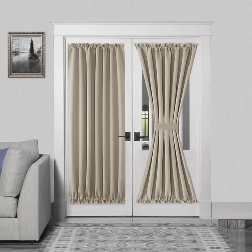 Vista 205 de DWCN Cortinas para Puertas Francesas – Cortinas opacas térmicas con bolsillo para barra para puertas con ventana de cristal, puertas de cocina