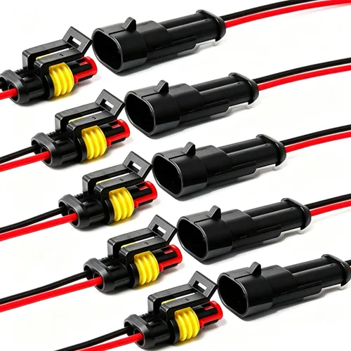 Vista 7 de Conector de 2 pines, moldeado por inyección, 16 AWG macho y hembra, conectores impermeables de 2 hilos, conectores de cable eléctrico IP67