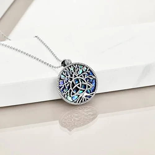 Vista 6 de VENACOLY Tree of Life Necklace MoonDNA Necklace Sterling Silver Family Tree Pendant Celtic Jewelry for Women Men