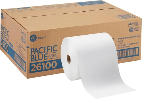 Vista 13 de Georgia-Pacific Blue Basic - Rollos de toallas de papel reciclado de PRO, color blanco, 26601, 800 pies por rollo, 6 rollos por caja
