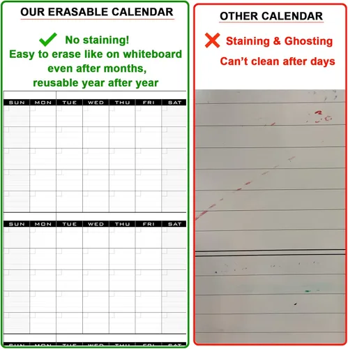 Vista 3 de Calendario grande de borrado en seco para pared, calendario de pared laminado gigante de 3 meses, planificador mensual de pizarra blanca grande