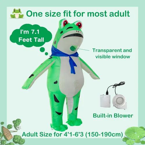 Vista 3 de Stegosaurus Disfraz inflable de rana para adultos, disfraces de animales lindos para Halloween, divertido traje inflable para hombres y mujeres