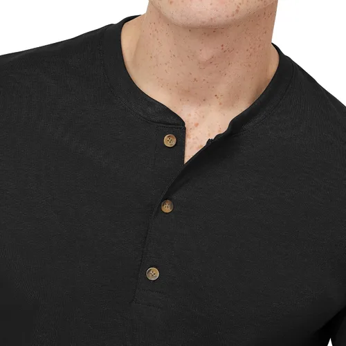 Vista 4 de Hanes Originals Henley de algodón de manga larga para hombre