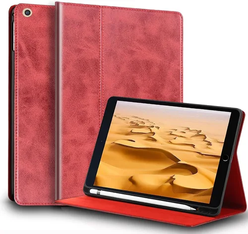 Vista 20 de Funda para iPad de 10.2 pulgadas, 9ª/8ª/7ª generación 2021/2020/2019, piel auténtica, función de encendido y apagado automático. Negro clásico
