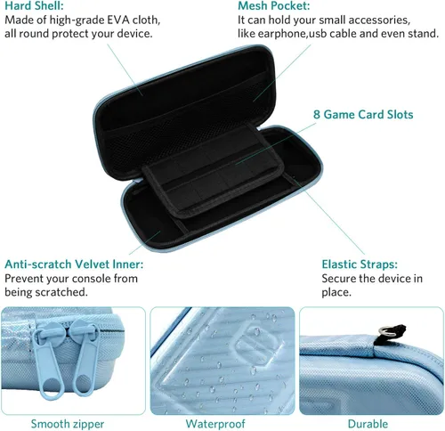 Vista 4 de CoBak Funda de transporte para Nintendo Switch Lite con 1 protector de pantalla 1 funda de agarre y 4 tapas de agarre para el pulgar funda