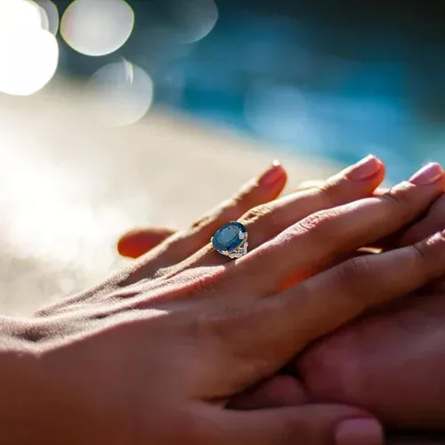 Vista 2 de Alianzas de compromiso de boda para mujer, anillo de aleación para hombre, regalo de cumpleaños de Navidad
