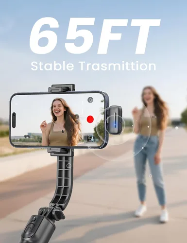 Vista 7 de Mini micrófono de solapa inalámbrico para iPhone y Android, micrófonos de clip dual con funda de carga de 30 horas, cancelación de ruido