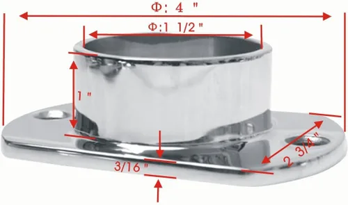 Vista 2 de Cut pared Brida 1.5" OD Bar pie Ferroviario Tubing Holder stainless renovator Abastecimiento