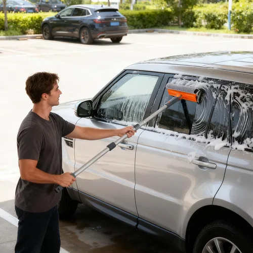 Vista 6 de Eazer Herramienta profesional de limpieza de ventanas de 46 pulgadas, escobilla giratoria 2 en 1 para kit de limpieza de ventanas, kit