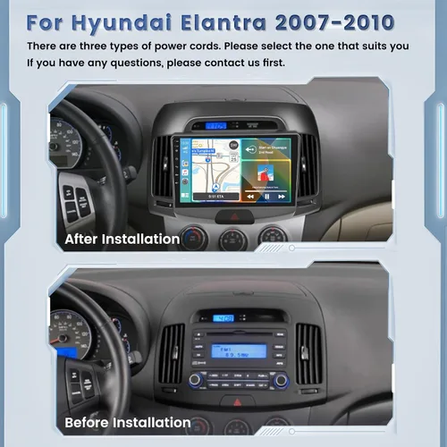 Vista 2 de 【HiFi mejorada】Radio Android 2+64G para Hyundai Elantra 2007-2010 con CarPlay, pantalla táctil de 9 pulgadas, compatible con Android Auto navegación
