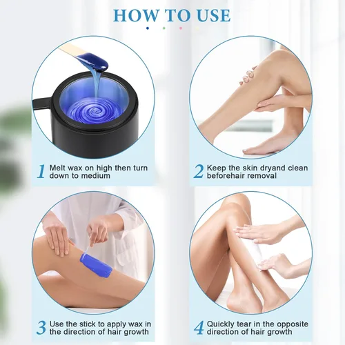 Vista 3 de Pinkiou Kit de depilación con cera para depilación, máquina de cera portátil con granos de cera dura para cabello grueso, bikini, ceja, axila