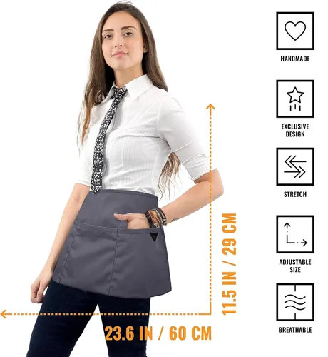 Vista 2 de Under NY Sky Medio delantal - Sarga y Denim, Delantal de cintura gris