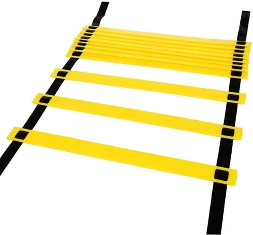 Vista 5 de Escalera de agilidad Juego de entrenamiento de velocidad: 8 peldaños 4 M Equipo de entrenamiento de fútbol para niños con 12 conos, bolsa