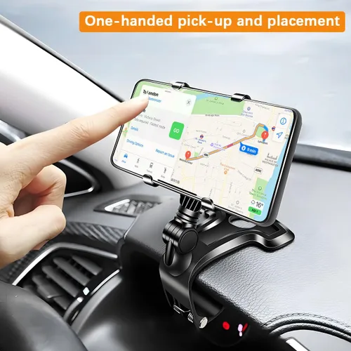 Vista 6 de Soporte de teléfono para automóvil, rotación de 1400 grados, soporte de clip para teléfono celular, multifuncional para interior de automóvil