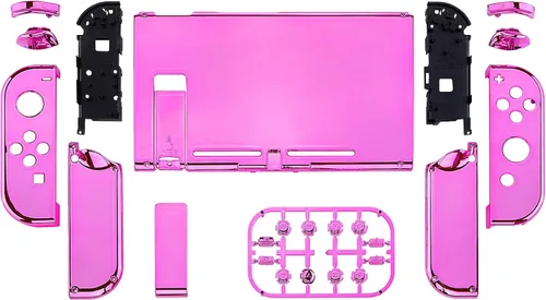 Vista 2 de eXtremeRate - Placa trasera para Nintendo Switch Console, NS Joycon con carcasa de mando de mano con botones de juego completo, carcasa de repuesto