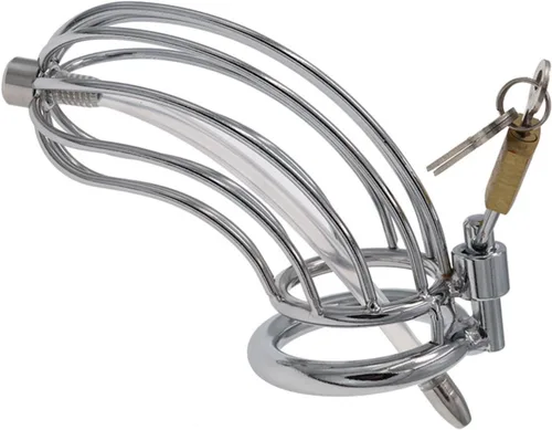 Vista 8 de Jaula de acero inoxidable para hombre con bloqueo de pene con cerradura de metal castidad dispositivo de castidad masculina jaula de polla juguetes