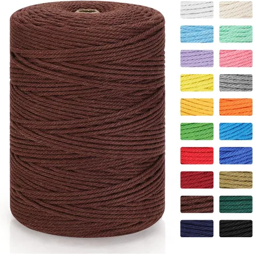 Vista 13 de Cordón de macramé 3mm x 300m Cuerda de macramé 100% algodón natural Cordón de algodón trenzado de 4 hebras para manualidades DIY, adornos