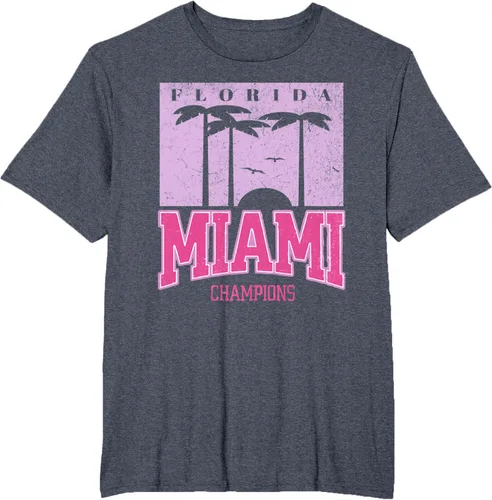 Vista 24 de MIAMI Beach Sunset Camiseta Florida Miami Palm Trees Camiseta Camiseta, Negro