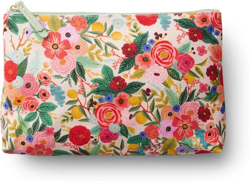 Vista 2 de RIFLE PAPER CO. Bolso de mano, bolsillo pequeño para una tarjeta de crédito o identificación, cremallera dorada y herrajes, impreso a todo
