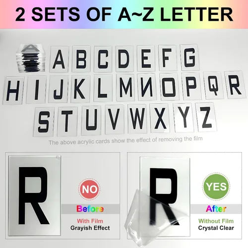 Vista 3 de Letrero de tablero de letras para luces de servicio de botellas, letras acrílicas para servicio de botellas de boda, juego de 2 (A)