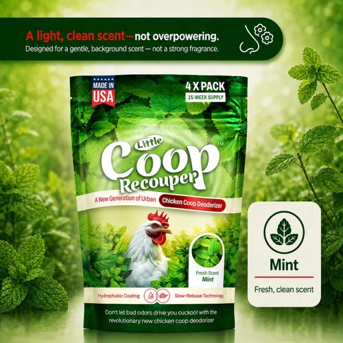 Vista 7 de Little Coop Recouper Una nueva generación de desodorante de gallinero urbano Fórmula única para liberación lenta Aroma fresco natural