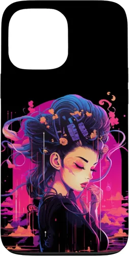 Vista 23 de iPhone 16 Japanese Geisha Retro Anime Cyberpunk Manga Synthwave Artsy Case