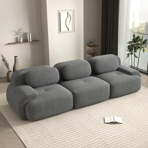 Vista 19 de Sofá biplaza moderno de 80 pulgadas para sala de estar, sofá de pana en forma de nube con asiento profundo, sofá modular negro, sofás de dos plazas