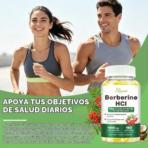 Vista 7 de Berberine HCl 1000mg, 150 Softgels Plus MCT Oil for Berberine Absorption