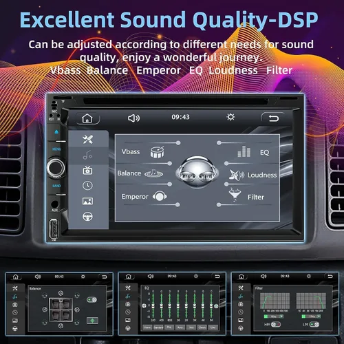 Vista 6 de Estéreo de coche de doble DIN con reproductor de CD/DVD - CarPlay y Android Auto, audio para coche con Bluetooth, pantalla táctil HD de 7 pulgadas