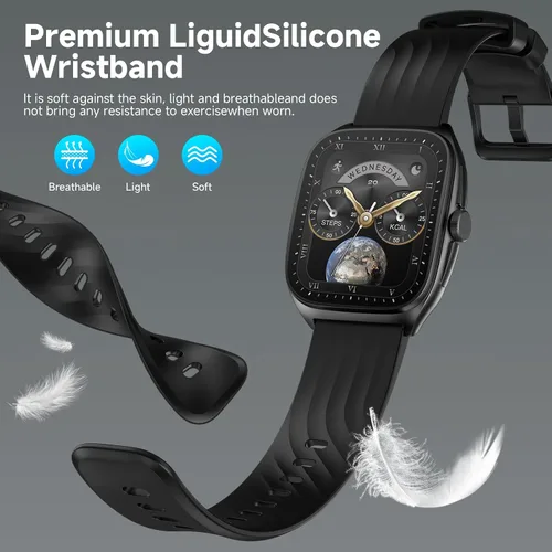 Vista 9 de SOUYIE Smart Watch with SOS, 1.85" AMOLED Display Fitness Tracker, Heart Rate Blood Oxygen Sleep Monitor for Men Women, IP68 Waterproof Sport Watch