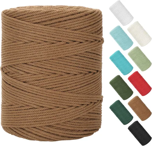 Vista 115 de Cuerda de macramé de 0.079 in x 220 yardas (656 pies), cuerda de algodón natural para colgar en la pared, ganchos de plantas, manualidades Verde
