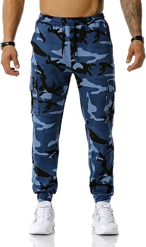 Vista 2 de GRAJTCIN Pantalones deportivos casuales de camuflaje para hombre, ligeros, para senderismo, al aire libre, pantalones de calle para hombres