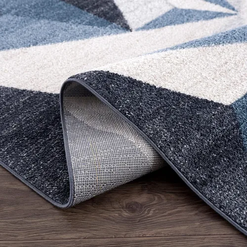 Vista 5 de Abani Rugs - Alfombra contemporánea con triángulos geométricos, rectangular, resistente a las manchas turcas de 5 x 8 pies, gris y azul