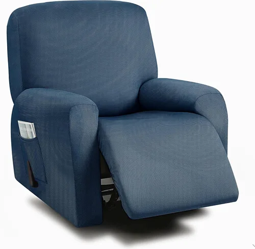 Vista 50 de ULTICOR Fundas para sofá reclinable de 8 piezas, fundas elásticas con hilo teñido para sofá reclinable de 3 cojines, gruesas, suaves y lavables Gris