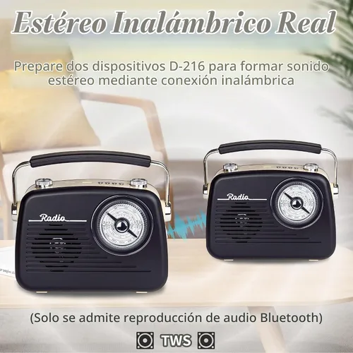 Vista 4 de Radios portátiles AM FM SW, receptor de transistor retro de recepción fuerte, altavoz Bluetooth, enchufe de corriente alterna en la pared, funciona