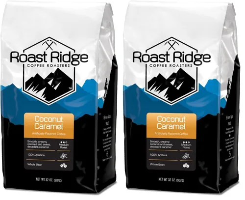 Vista 12 de Roast Ridge Café en grano entero, tostado medio, caramelo de coco, 2 libras. 2 Pound Bag, Vegan, Allergen Free, Non-GMO, Kosher, Vegetarian