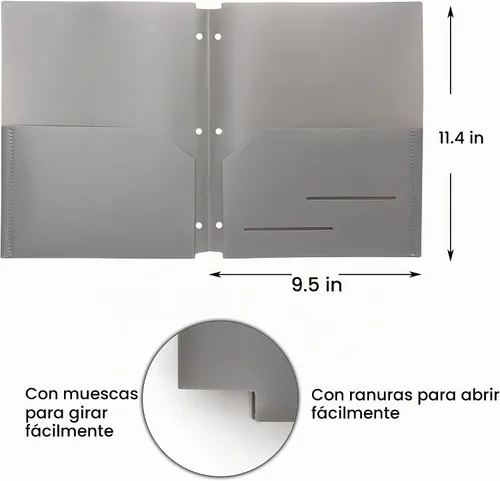 Vista 2 de Youngever Paquete de 6 carpetas de plástico resistente con dos bolsillos, separadores de carpetas con bolsillo, carpeta perforadora de 3 agujeros