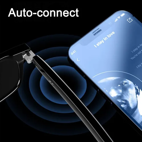 Vista 4 de Lentes inteligentes escuchables, gafas inteligentes de moda, inalámbricas multifuncionales, auriculares inalámbricos, lentes de sol para mujeres