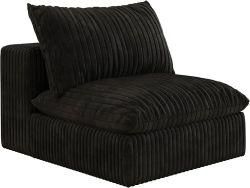 Vista 24 de 118" Cloud Couch Oversized Modular Sectional Sofa, Boneless L-Shaped 6 Seater Deep Seat Couch with Ottoman, Soft Corduroy Upholstery, DIY Negro