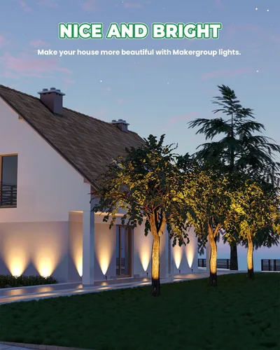 Vista 6 de Luz de paisaje de latón de bajo voltaje, foco sólido para exteriores con bombilla LED MR16 reemplazable de 5 W, 2700 K blanco cálido, iluminación