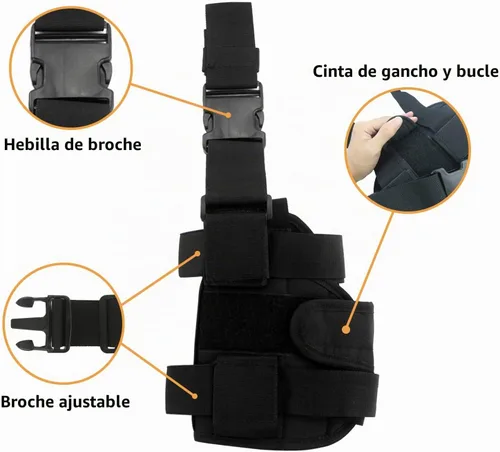 Vista 5 de EKIND Funda táctica para pierna caída, ajustable para diestros y muslos compatible con Nerf Elite Series Blaster (negro)