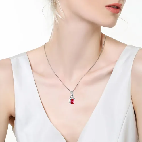Vista 6 de Collar de plata de ley con piedras preciosas de imitación para nacimiento, colgante para mujer