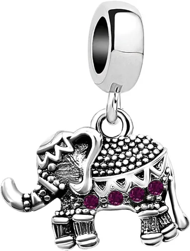 Vista 11 de KunBead Dijes colgantes de cumpleaños con piedra natal de elefante compatibles con pulsera Pandora para mujer Abril