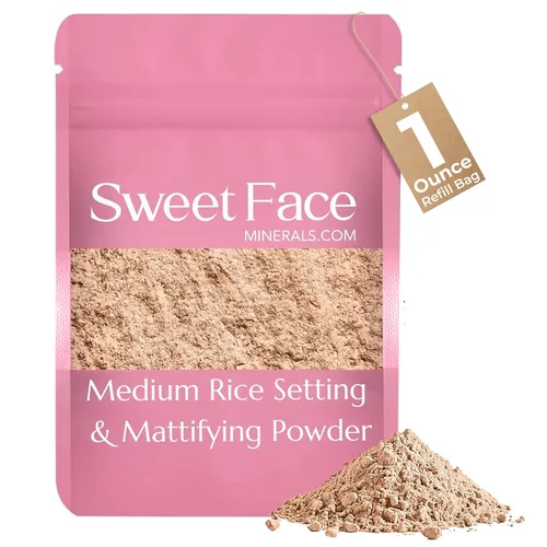Vista 14 de RICE SETTING POWDER BULK REFILL - Base de maquillaje mineral mate para piel desnuda transparente SPF 20 (1 onza, polvo de arroz claro)