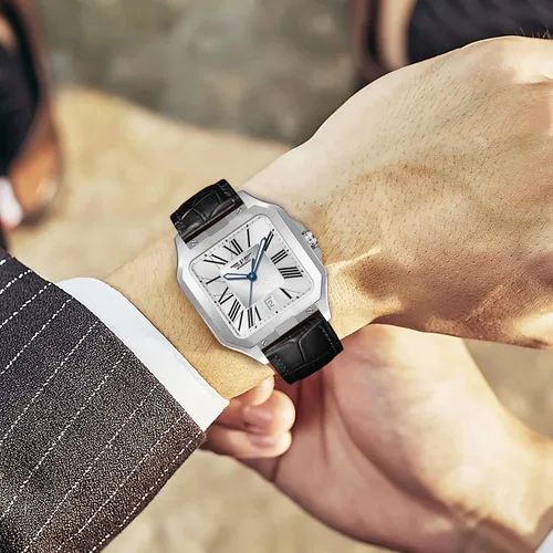 Vista 2 de GLENAW Relojes automáticos para hombre, reloj de vestir de negocios cuadrado, reloj mecánico para hombre, simple y ampliado, escala romana en caja
