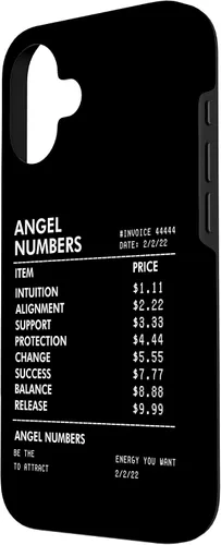 Vista 2 de iPhone 16 Números Ángel Recibo 111 222 333 444 Estuche de numerología espiritual