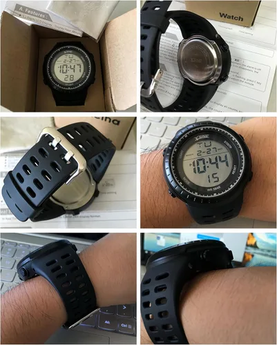 Vista 6 de Reloj deportivo digital resistente al agua para exteriores, fácil de leer, luz trasera, color negro, cara grande para hombre 1167, Negro, 49 mm