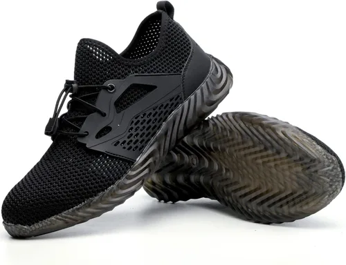 Vista 66 de SUADEX Zapatos deportivos con punta de acero para hombres y mujeres, indestructibles, ligeros, cómodos, antideslizantes, puntera compuesta
