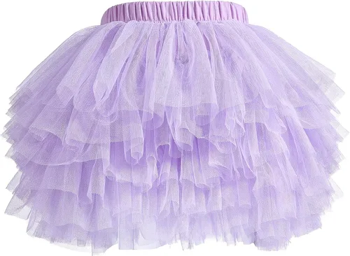 Vista 7 de Falda de Tutú para Bebés y Niñas, 6 Capas de Tul para Niñas de 1 a 8 Años Negro